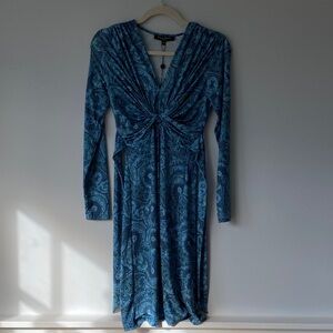 Ilse Jacobsen Long Sleeve Blue Paisley Dress